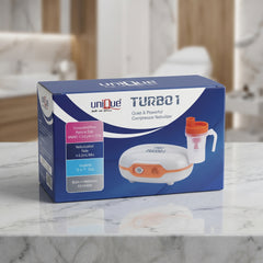 Unique Turbo-1 Compressor Nebulizer for adults and kids with 12-v adopter