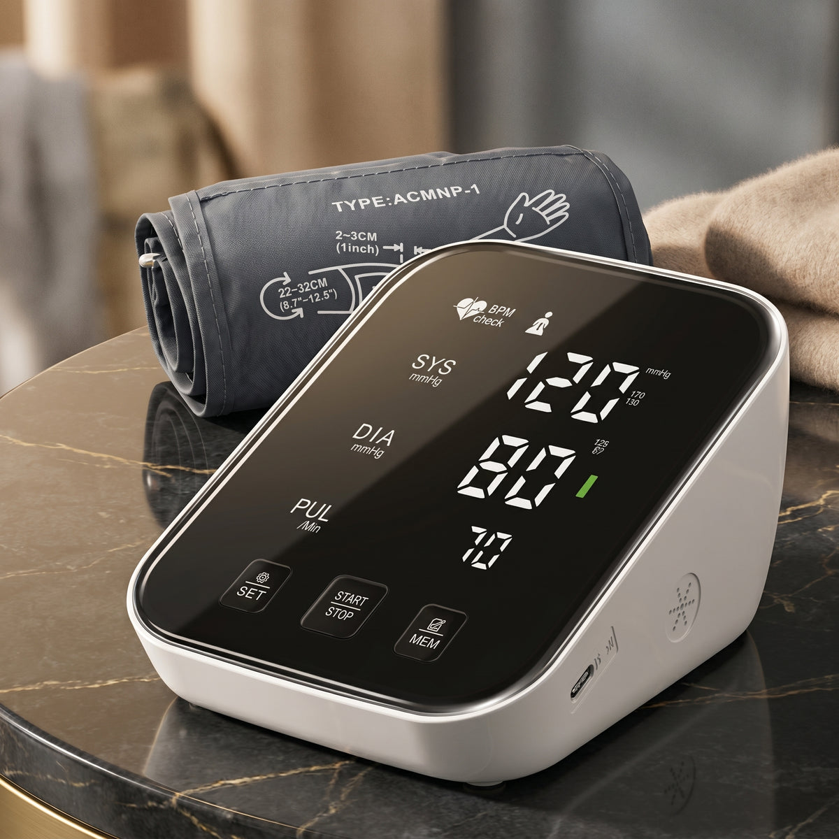 Rechargeable Digital Blood Pressure Monitor with Cuff & LCD Display – Model AESU572