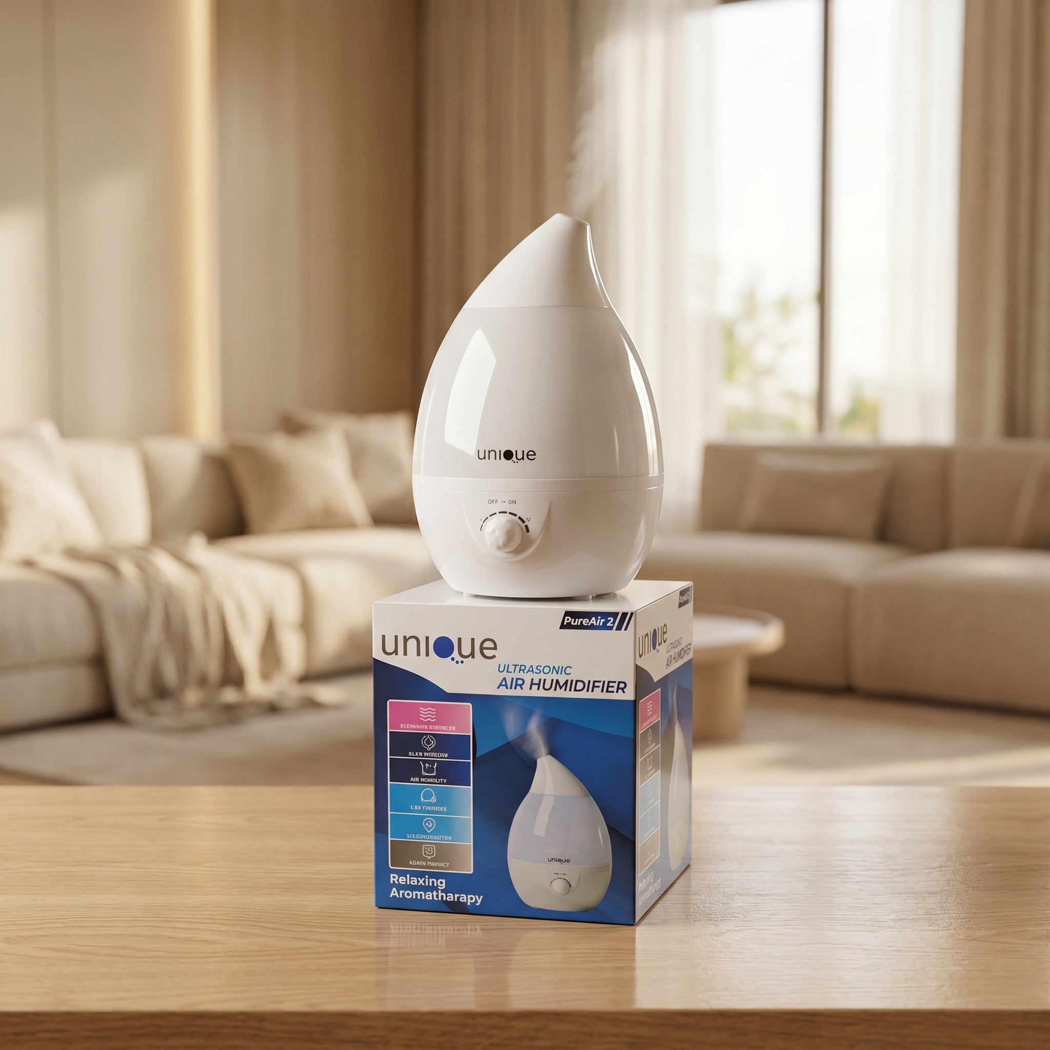 Unique ultrasonic air humidifier